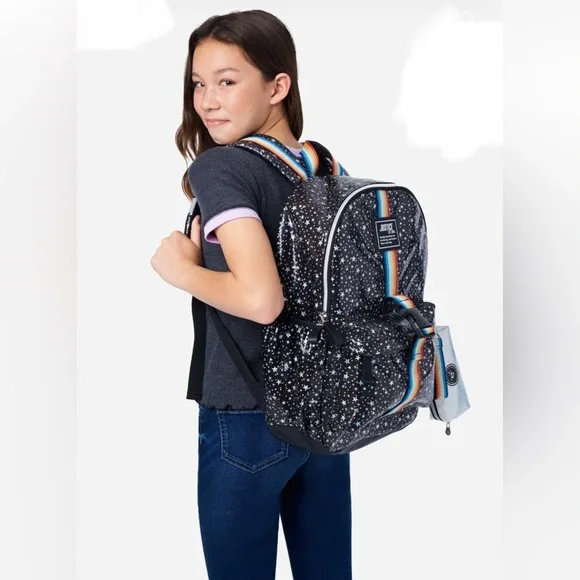 Justice Girls Star Patterned Striped Backpack Set NEW - Picture 6 of 8